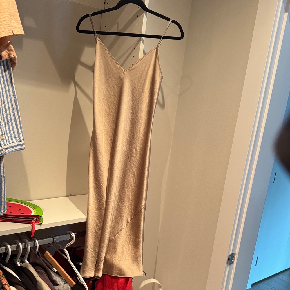 Aritzia Tan Midi Slip Dress